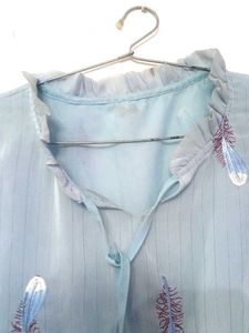 Feather Print Sheer Blouse