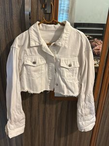 White Cropped Denim Jacket