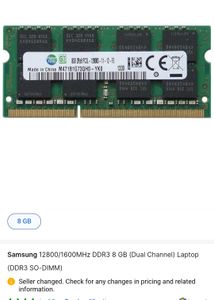 Samsung 8GB PC3L-12800S SODIMM RAM SET3 DDR3