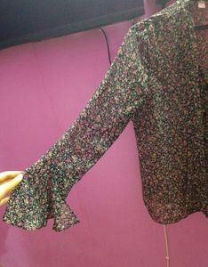 Floral Print Sheer Shirt