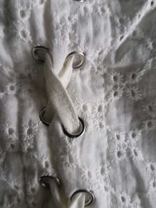 White Eyelet Lace-Up Top
