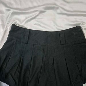 Micro Mini Black Pleated Skorts Bubble Skirt
