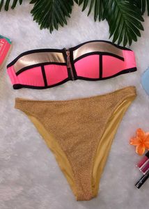 Sparkly Golden And Pink Combination Bikini