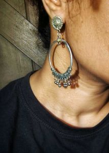 Silver Oxidised Bala Earrings with Jhunjhuna