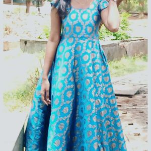 Elegant Blue &amp; Gold princess flareddress