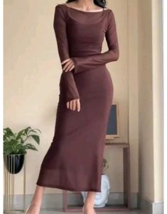 Brown Bodycon Maxi Dress🤎