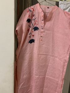 Cotton Peach Kurta For Daily Use