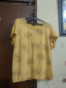 Yellow Leaf Print Top