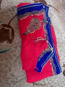 Work Saree With Blouse Stitched