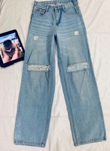 Ripped Straight Fit Jeans