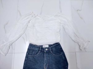 Cute White Crop TOP