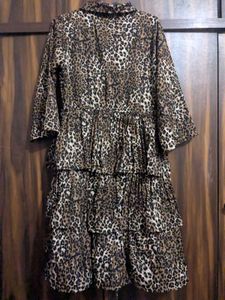 Animal Cheetah Print Ruffled Tiered Dress