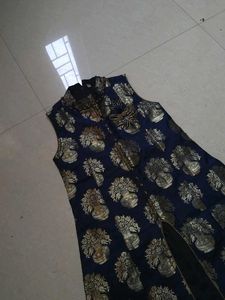 Elegant Blue &amp; Gold Maxi Dress