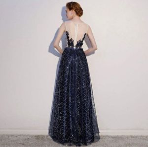 Navy Blue Banquet Evening Dress