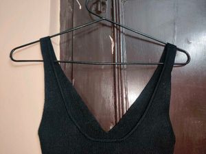Mango V neck Black Knitted Tank Top