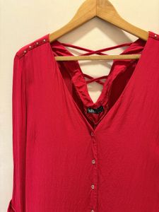 Beautiful Red criss-cross back Shirt