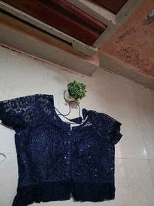 Elegant Dark BLUE net Blouse