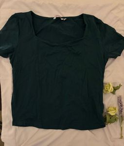 Green Square Neck Top