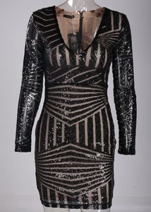 URBANIC Black And Nude Sequinned Bodycon Dress