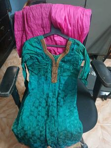 Green & Pink Kurta Set