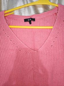 Cute Pink V-Neck Knit Sweater