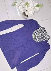 Collar Type Full Sleeves Top Purple 💜