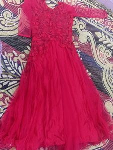 Red Floral Embellished Gown