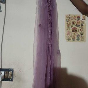 Embroidered Lavender Anarkali Gown With Dupatta