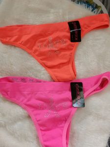 Neon Pink And Orange Rhinestone Panties