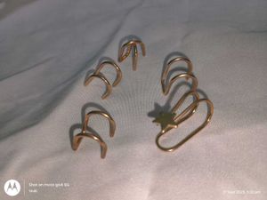 korean style metal cuff earrings gold piercing set