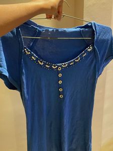 Blue Beaded Detail Top