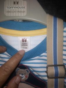 Boys Striped Shirt and Suspender Pants Outfit
