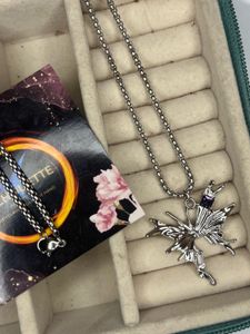 anti-tarnished big butterfly necklace