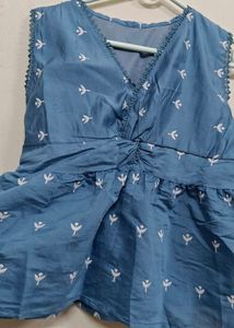 Blue Embroidered Top