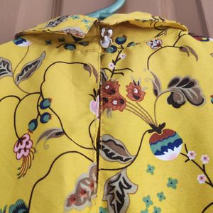 Yellow Printed Flair Dress - Used Only Once