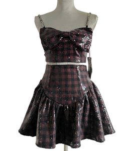 Sequin Plaid Two-Piece Set