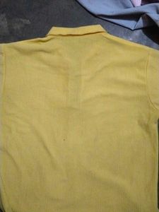 Solid Yellow Colour Polo Zip T-Shirt