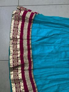Teal Ethnic Skirt with Border and Dupatta