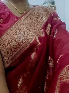 Elegant Maroon Banarasi Saree