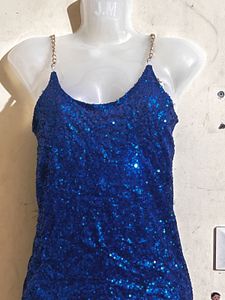 Sparkling Blue Sequin Tank Top