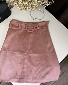 Light Pink Belted A-Line Skirt