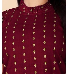 Maroon Paisley Mock Neck Top 3 Combo