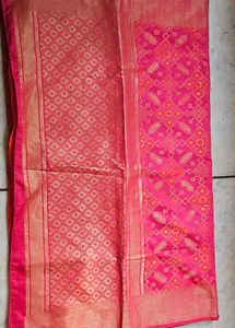 Pink N Golden Banarasi Silk Saree