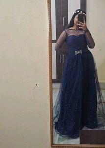 Elegant Navy Blue Embellished Gown