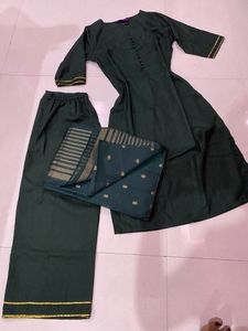 Libas Kurta set Bottle Green Color