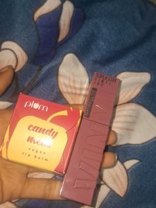 Maybelline Vinyl Ink and plum lip balm combo