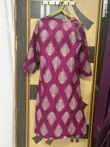 Purple Leaf Print Kurti