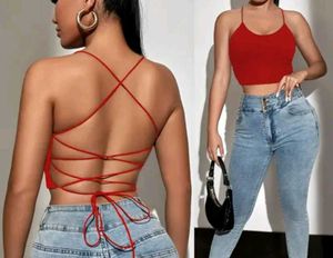 Red Tie-Back Crop Top