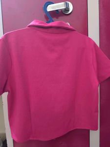 Pink Zip-Up Crop Top