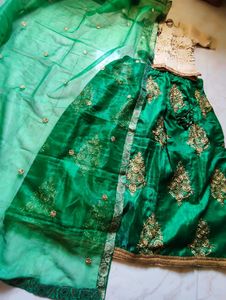 Green &amp; Gold Lehenga Choli Set